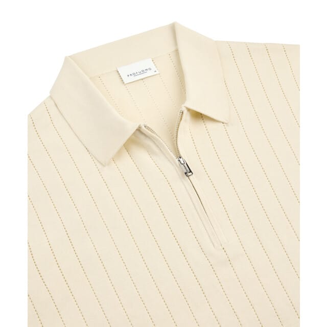 Poloshirt met rits Profuomo normale fit creme