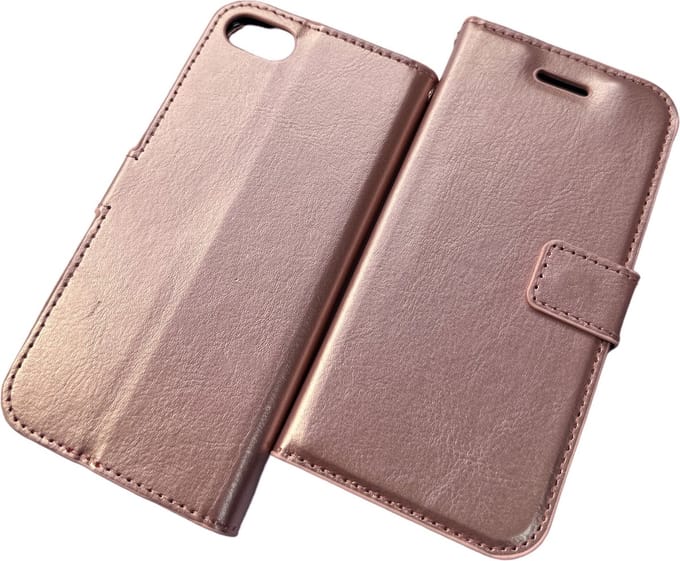 Bookcase Geschikt voor: iPhone 7 Plus / 8 Plus - Rose Goud - portemonnee hoesje