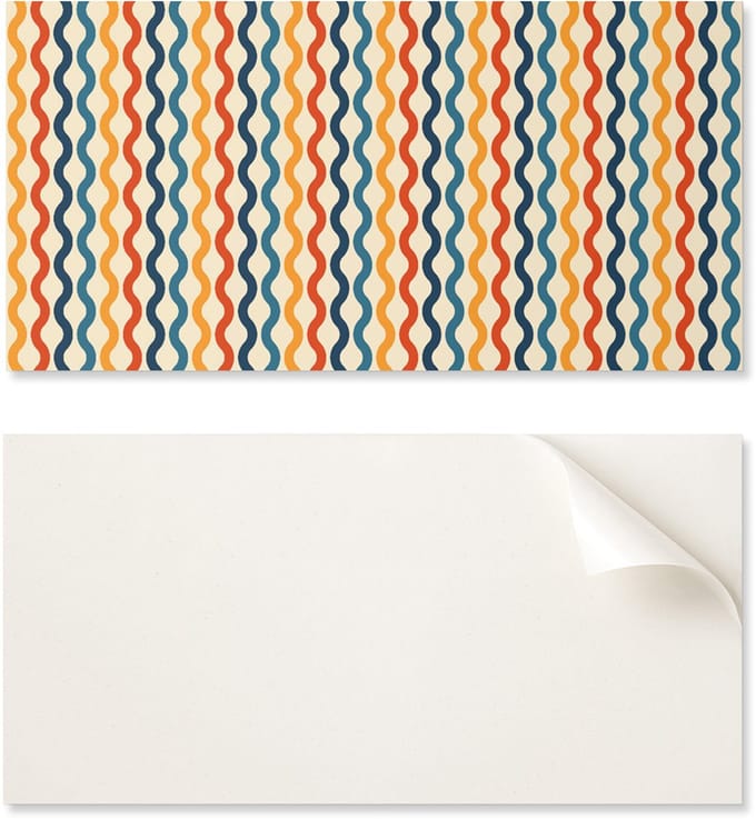 Set vinyl wandtegels met golven in een ritmische opstelling, 10x40x20 cm