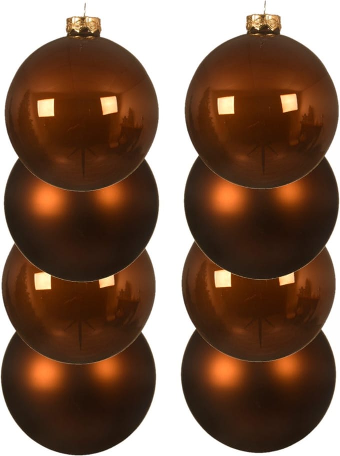 Decoris kerstballen - 16x st - kaneel bruin - D10 cm - glas - kerstversiering