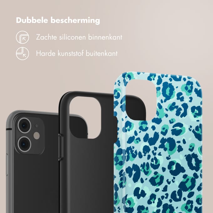 Selencia Hoesje - Geschikt voor Apple iPhone 11 - Backcover - Wild Spots Light Blue