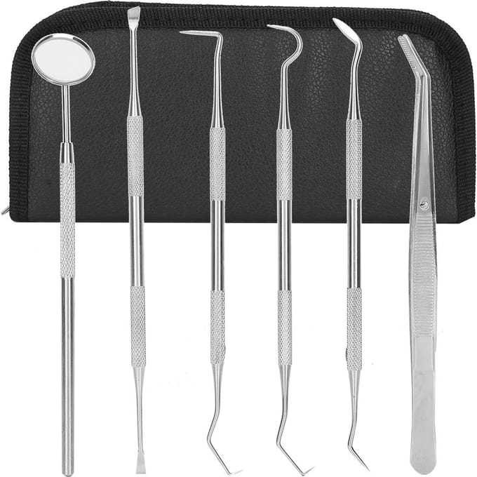 6pcs  set Dental Tartar Scaler Teeth Pick Spatula Dental Instruments Dentist Oral Care Tools gray