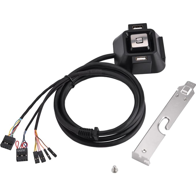 Desktop PC Behuizing Schakelaar Dubbele USB-poorten Aan/Uit Resetknop Audio Microfoon Poort wit