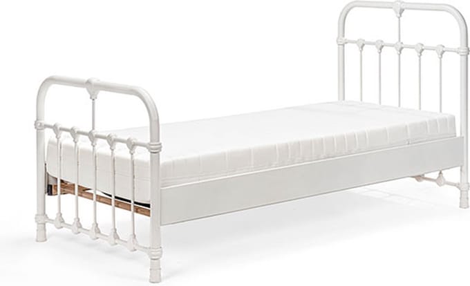 Bed Box Holland - Kinderbed - Erma - 90x200 - Wit - Metaal - lattenbodem - matras - eenpersoons