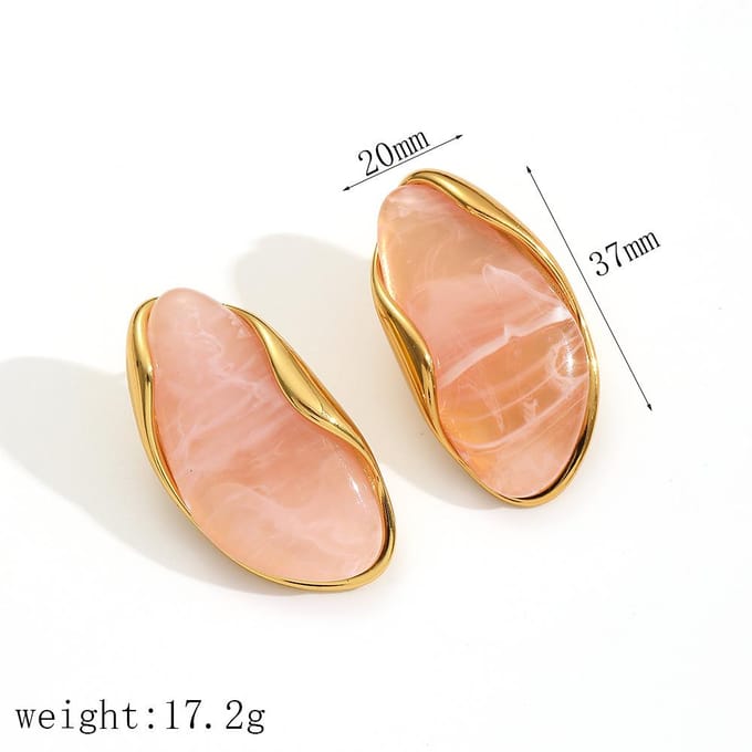 Nouvelles Boucles d'Oreilles Ambre Résine Acier Inoxydable Boucles d'Oreilles