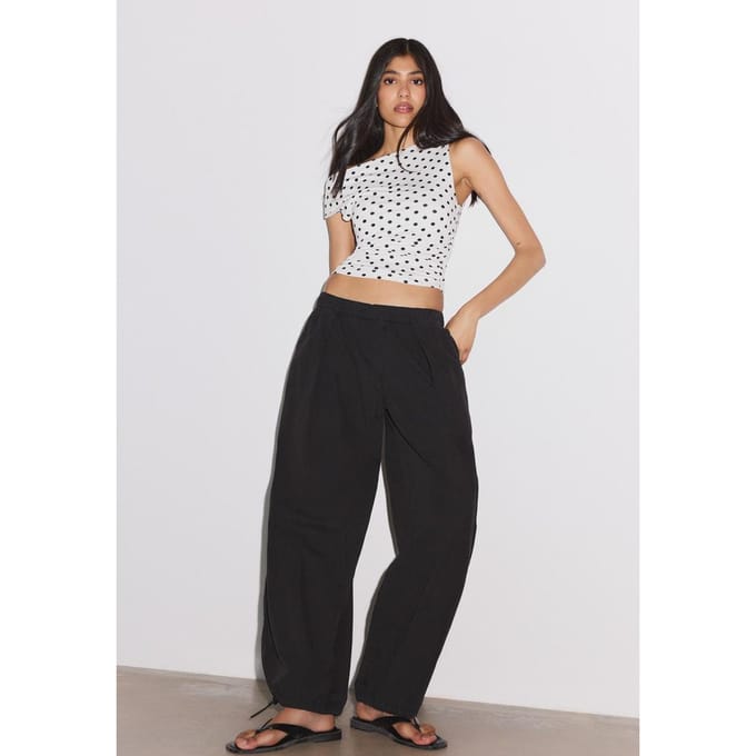 Stradivarius Asymmetrisch T-shirt met plooien  GRIJZE DENIM WASSING M