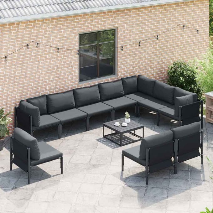 vidaXL - Tuinbank - Set - 10 - st - Zwart - Staal