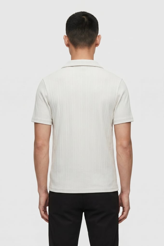 No Excess Polo Revers Solid Vertical Jacquard Stripes Chalk Größe: XXL | Poloshirts Outlet | Herren