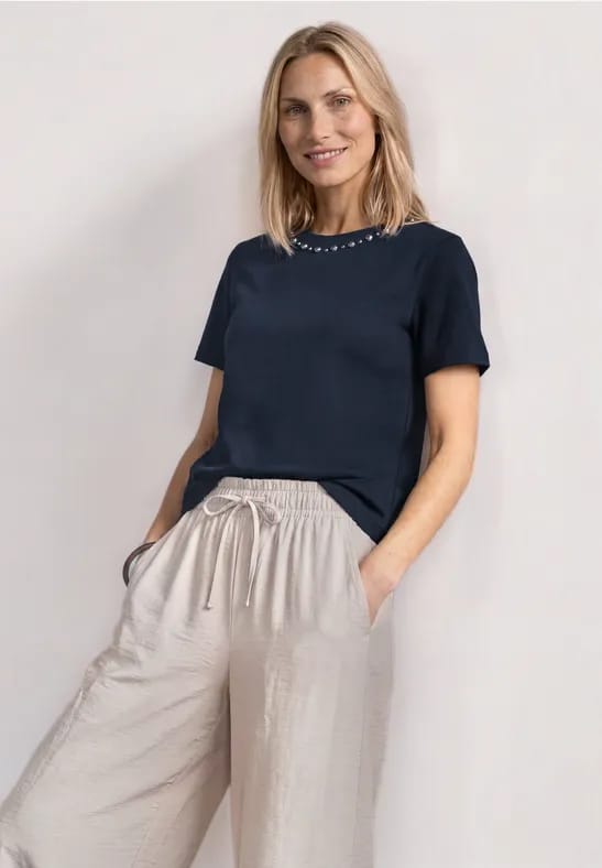 Shirt met ronde hals en decoratieve details