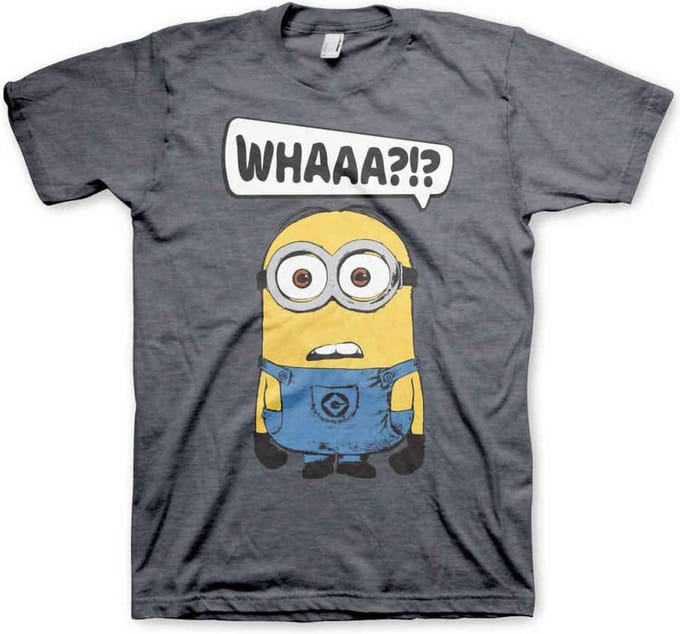 Minions Heren Tshirt -S- Whaaa?!? Grijs