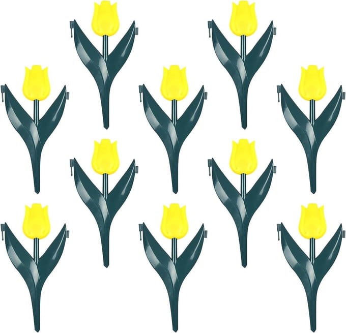 Gazonrand 10 stuks - Bloembed afscheiding - Tuin decoreren - Flexibel en weerbestendig - 30 x 18 cm - Geel