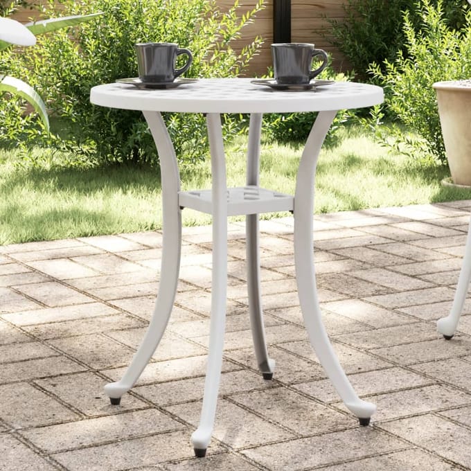 vidaXL - Tuintafel - Ø - 48x53 - cm - gietaluminium - wit