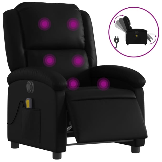 vidaXL - Massagestoel - verstelbaar - elektrisch - kunstleer - zwart