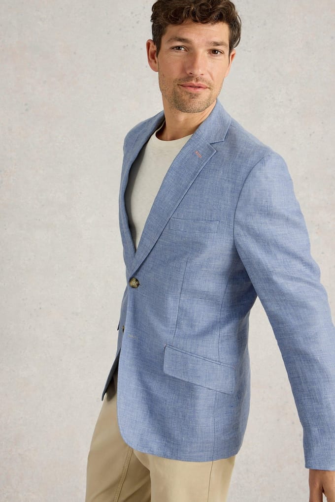 White Stuff Linen Blazer Mid Blue Taglia: 40 | Blazers Outlet | Uomo | Blu