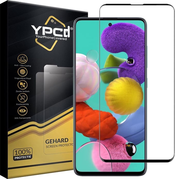 YPCd® Geschikt voor Samsung Galaxy A51 Glass Screenprotector - Rand tot Rand