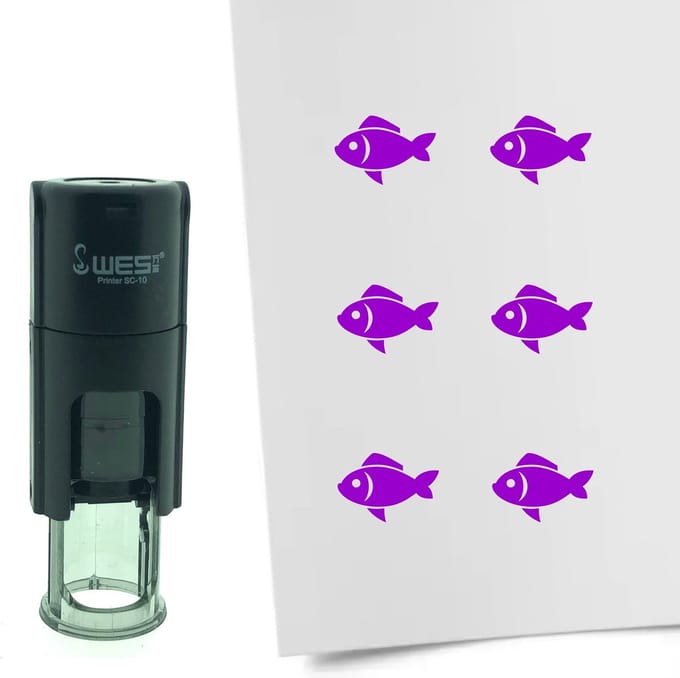 CombiCraft Stempel Vis 10mm rond - Paarse inkt