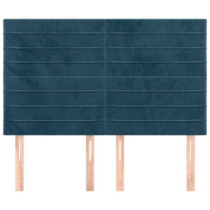vidaXL - Hoofdbord - donkerblauw - 144x5x118/128 - cm - fluweel