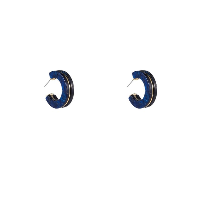 Go Dutch Label Oorknoppen 2 Lines Earring Blauw