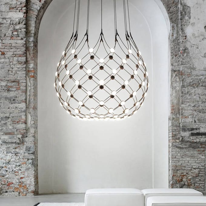 Luceplan Mesh draadloze hanglamp, Ø 100 cm, 2 m, Bluetooth