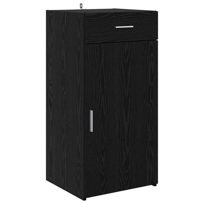 vidaXL - Dressoir - Zwart - eiken - 45 - x - 42,5 - x - 93 - cm - Bewerkt - hout