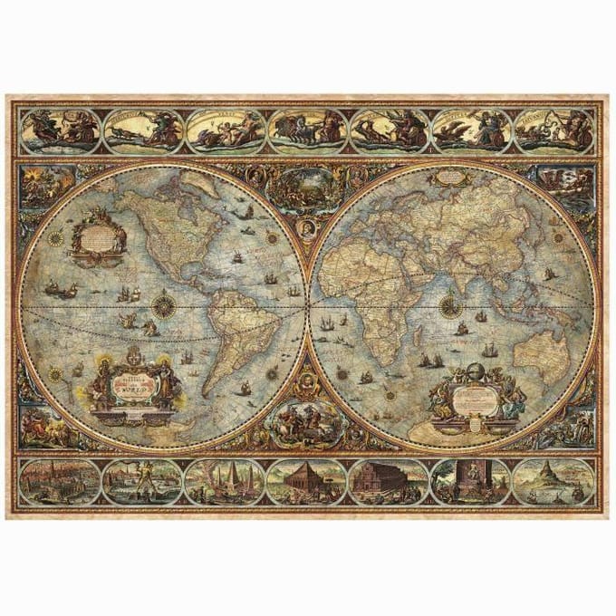 Puzzel - EDUCA - Orbis Terrarum - 1000 stukjes - Thema Reis en kaarten - Gemengd