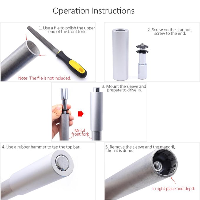 Fiets Vork Stermoer Plaatsen Installer Headset Stermoer Installatiegereedschap Driver zilver