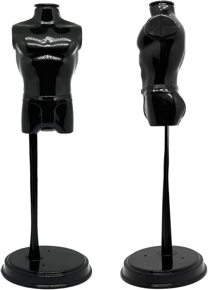 3 Stuks Mini Mannequin Torso Heren Display Stand - Kleding Paspop Sokkel Zwart
