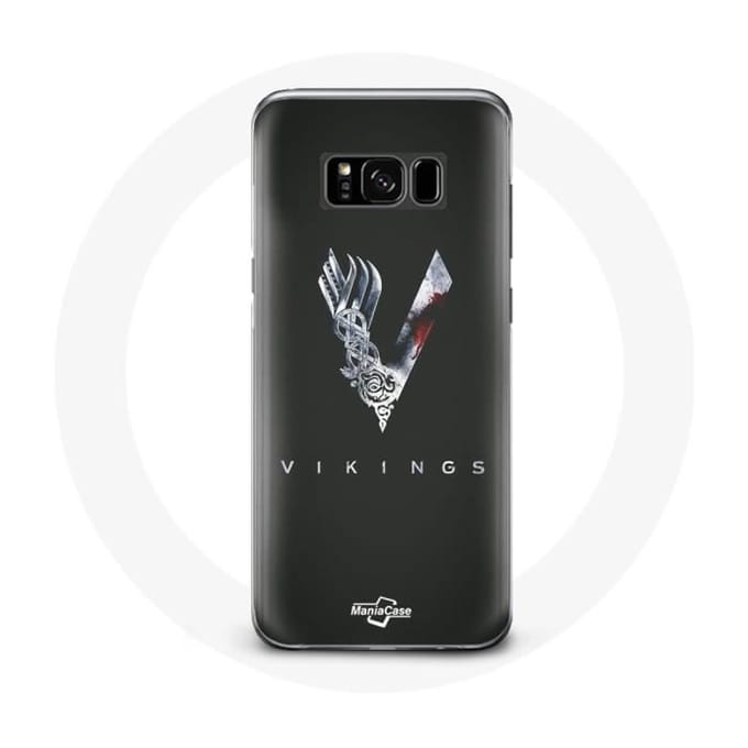 Case voor Samsung Galaxy S8 Vikings Series Seizoen 6 logo V Zwaard Grijs Zwarte Achtergrond