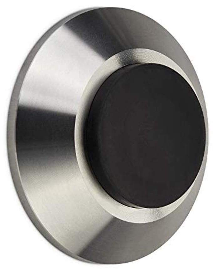 Moderne deurstopper van massief roestvrij staal Ø 60 mm met rubberen buffer