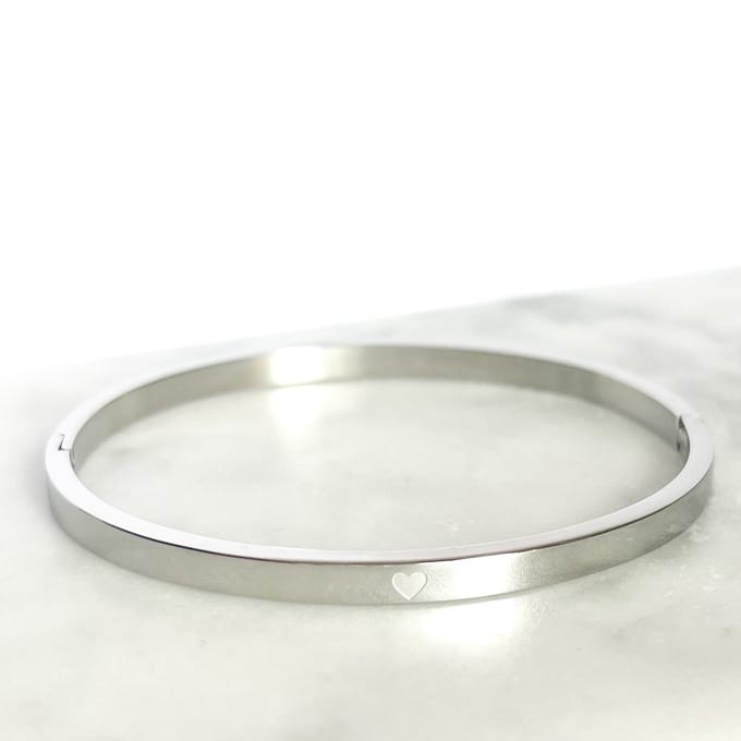 Bangle Steel armband zilver Hartje