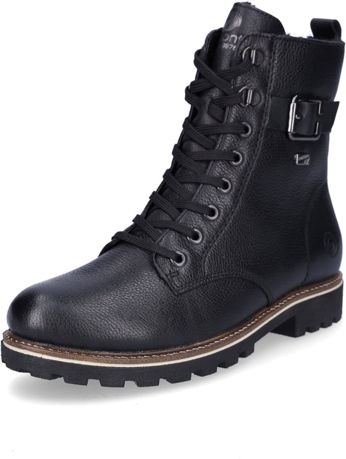 Remonte dames leren veterboot zwart