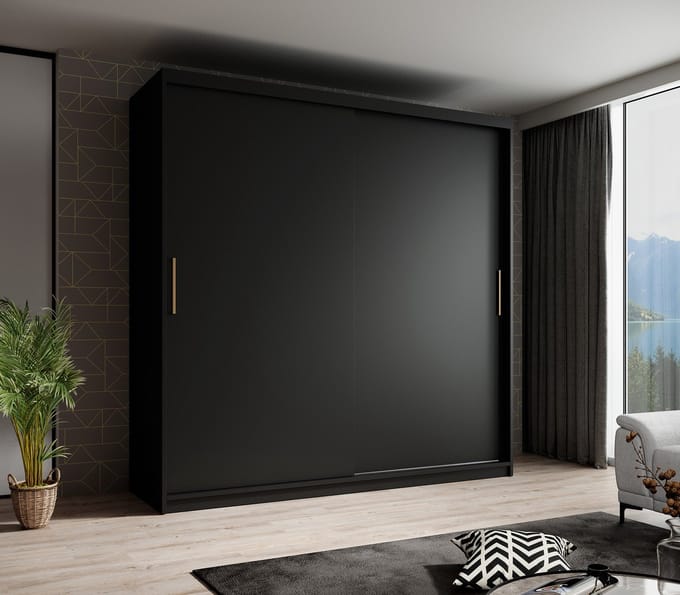 Meubella - Kledingkast Mandalin - Zwart - 200 cm