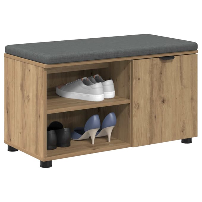 vidaXL - Hallenbank - Artisan - Eik - 80 - x - 38 - x - 46 - cm - Geengineerd - Hout - en - Stof