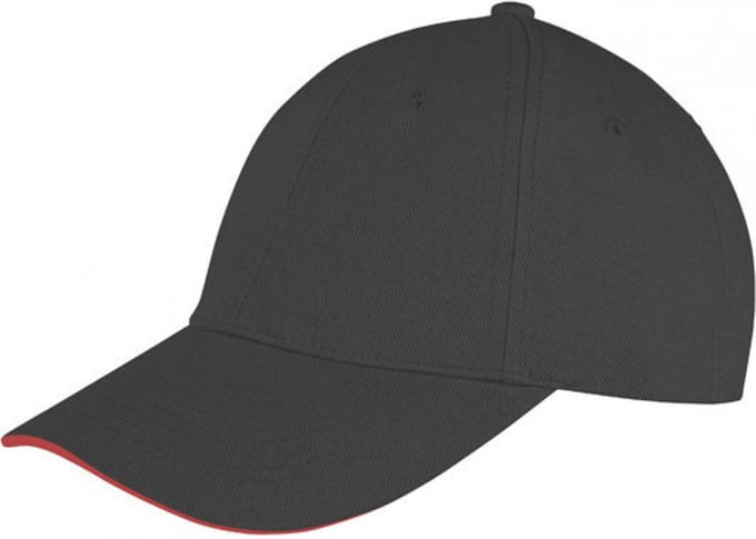 Result Memphis Brushed Cotton Low Profile Sandwich Peak Cap RH91 - black/red - One size