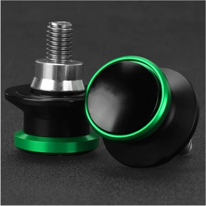 Motor Swingarm Sliders - Achterbrug Bobbins - Motor Onderhoud - CNC Aluminium Constructie - 1 Paar - Groen