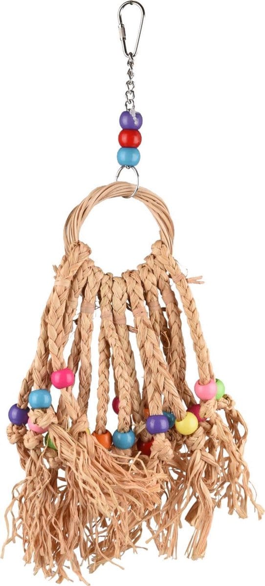 Flamingo Vogelspeelgoed Ring En Gekleurde Kralen - Vogelspeelgoed - 39 cm Multi-Color