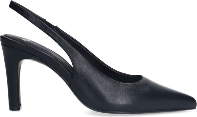 Manfield - Dames - Zwarte leren slingbacks - Maat 40