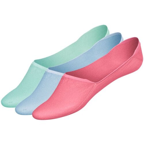 ESMARA 3 paar sneakersokken (Mid-Cut, Roze/mint/blauw, 35-38)