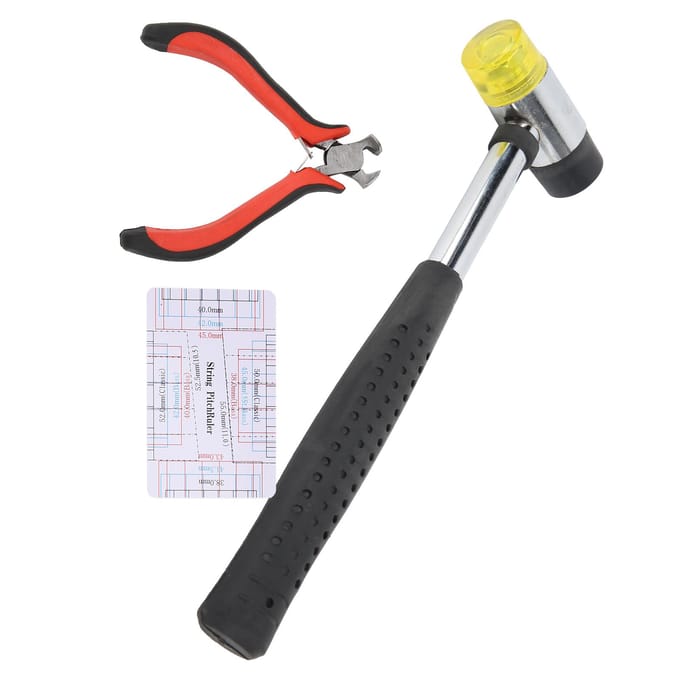 Gitaar Reparatie Gereedschapsset Schokbestendig Ergonomisch Handvat met Dubbelkop Hamer Kit voor Bas black