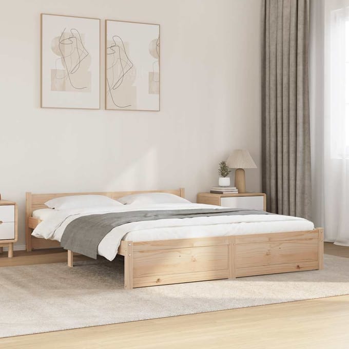vidaXL - Bedframe - massief - hout - 135x190 - cm