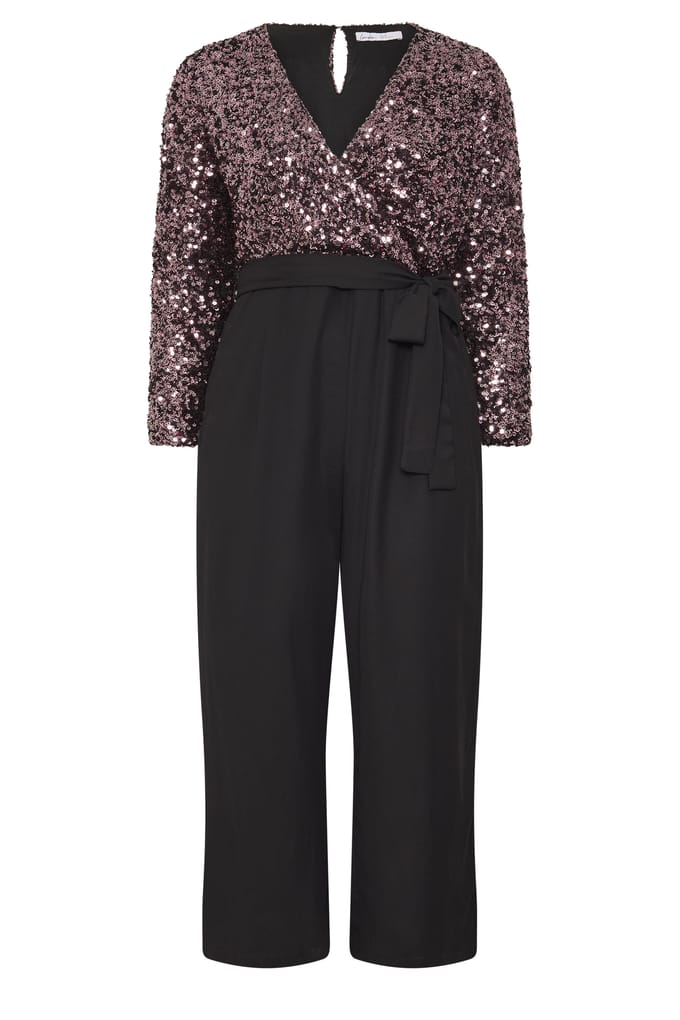 Yours London Chocoladebruine 2In1 Jumpsuit Met Pailletten Size 48