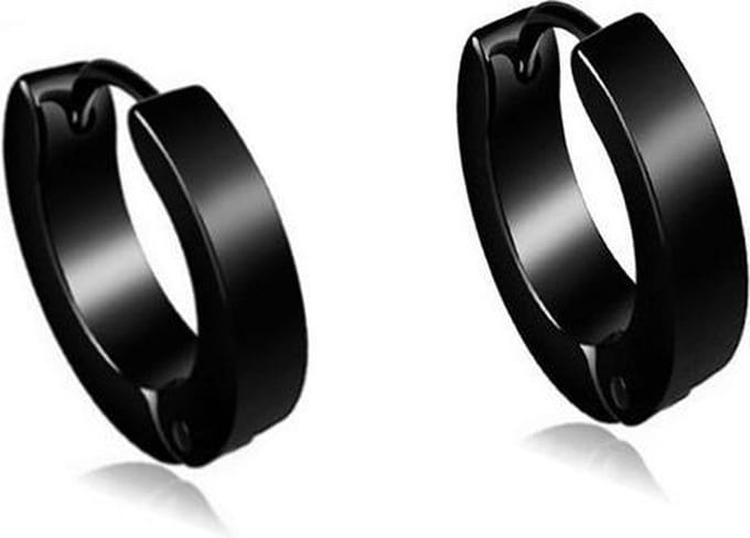 Zwarte Oorringen - Staal – Mannen Oorbellen - 20mm