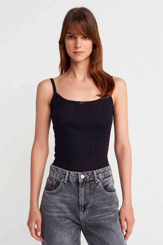 Slim Fit Geribbelde Katoenen Camisole Top