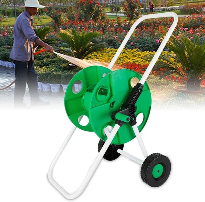 Slanghaspel Kar - Waterslang Trolley - Tuin Water Geven - Handige Slinger - 50 Meter Capaciteit - Groen Wit