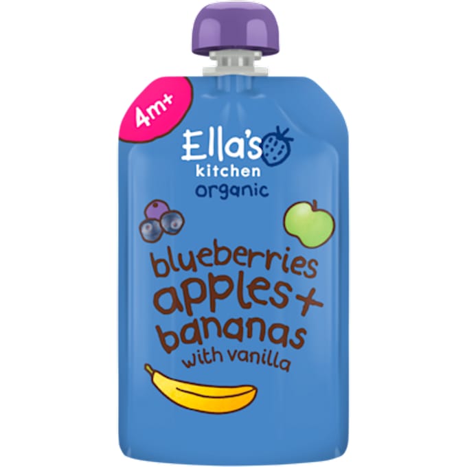 Ella's Kitchen Biologisch Knijpfruit 4+m Blauwe Bessen, Appel & Banaan 120 gr
