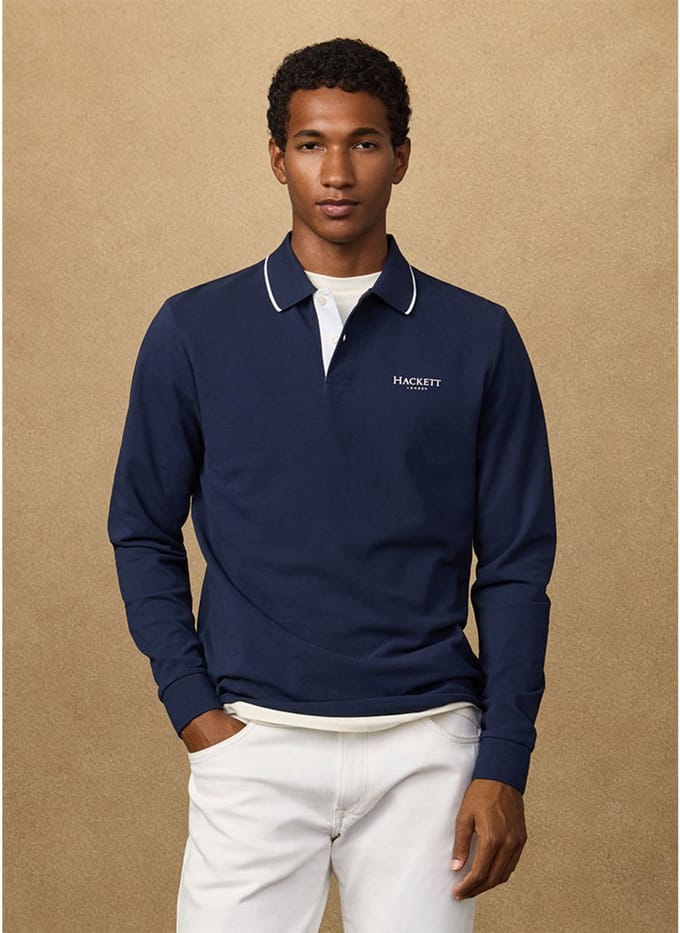 Hackett Heritage Ess Lange Mouw Poloshirt Blauw M Man