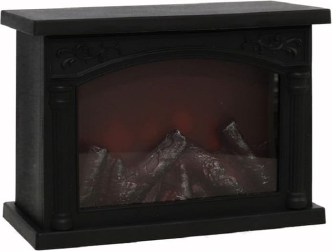 Gerimport Sfeerhaard - zwart - met led verlichting - L28 x B12 x H20 cm - open haard