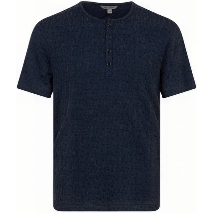 John Varvatos Stanton Regular Fit Ss Henley With Textu Ink Blue Size: M | Basic T-Shirts Outlet | Heren | Blauw