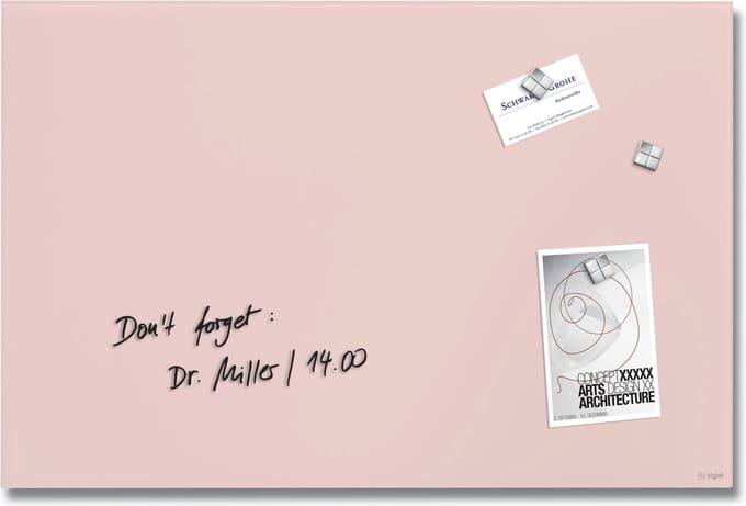 Sigel Artverum GL514 Glazen magneetbord (b x h) 600 mm x 400 mm Roze
