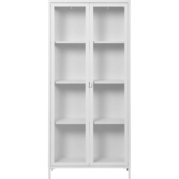 House Nordic Vitrinekast Brisbane - 80x35x175cm - Wit - 2 Deuren